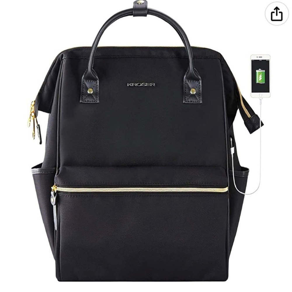 Kroser backpack with laptop protection/usb charge port. Black. Great work/travel